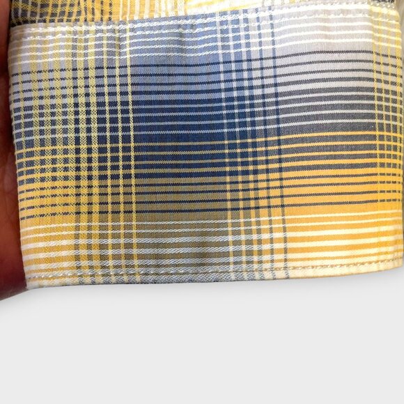 Tommy Bahama Button Up Shirt Men's LARGE 100% Cotton Blue Yellow Plaid - Picture 5 of 8